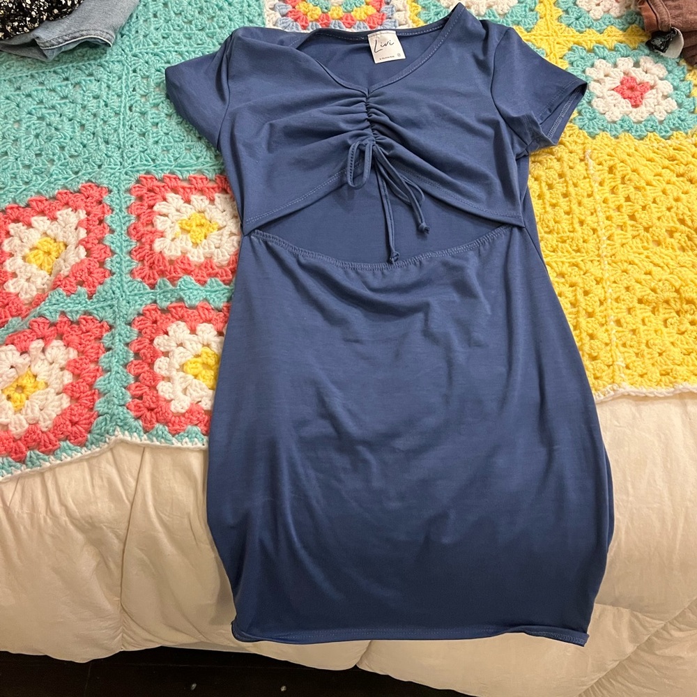 Blue peek a boo dress